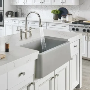 Blanco Concrete Gray Silgranit Apron Front Kitchen Sink Ikon 27