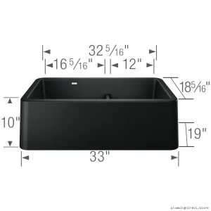 Blanco Ikon 33 Silgranit Sink - 1.75" Low Divide, Apron Front, Coal Black