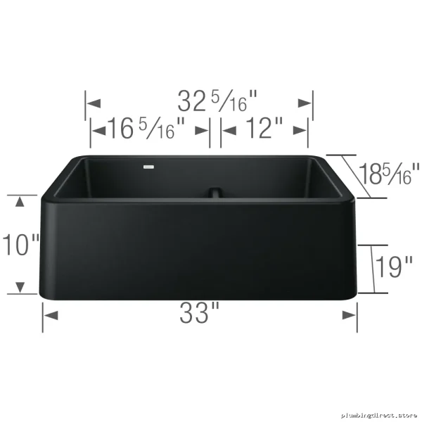 Blanco Ikon 33 Silgranit Sink - 1.75" Low Divide, Apron Front, Coal Black