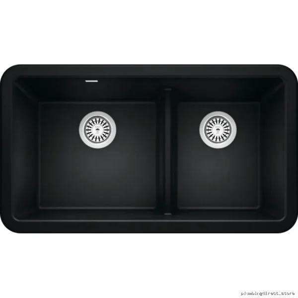 Blanco Ikon 33 Silgranit Sink - 1.75" Low Divide, Apron Front, Coal Black - Image 3