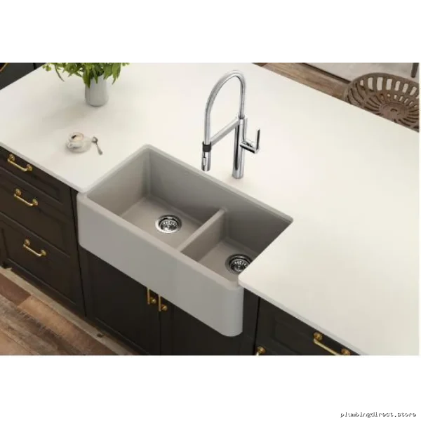 Blanco Ikon 33 Silgranit Sink - 1.75" Low Divide, Apron Front, Coal Black - Image 4