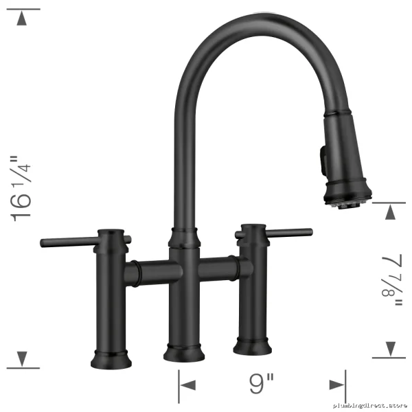 Blanco Matte Black Bridge Faucet with Pull Down Sprayer 443024 - Image 3