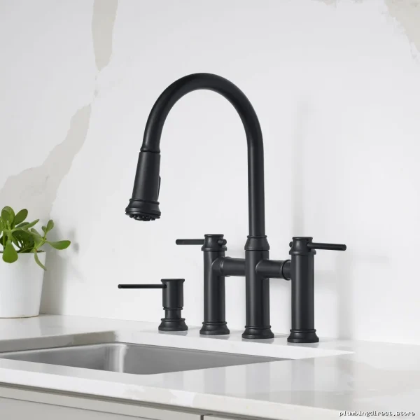 Blanco Matte Black Bridge Faucet with Pull Down Sprayer 443024