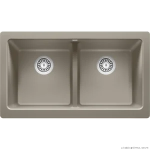 Vintera 33 Two-Bowl Apron Front Sink in Metallic Gray (402592) by Blanco