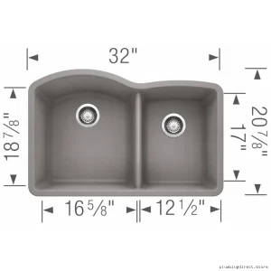 Blanco Metallic Gray Silgranit Undermount Sink - Diamond U 1.75 Bowl 401660