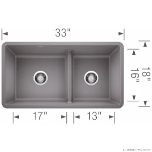Blanco Metallic Gray Undermount Silgranit Kitchen Sink with Low Divide