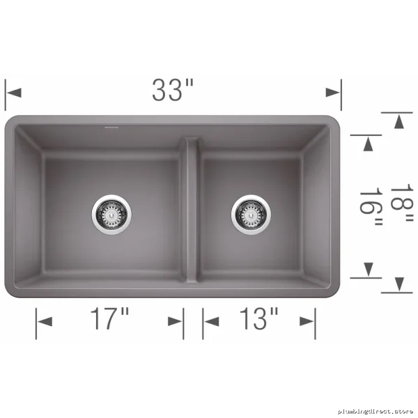 Blanco Metallic Gray Undermount Silgranit Kitchen Sink with Low Divide