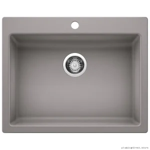 Blanco Metallic Gray Silgranit Kitchen Sink ADA Compliant Dual Mount 1 Bowl