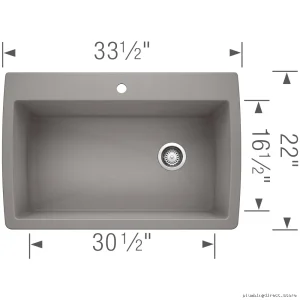 Blanco Metallic Gray Silgranit Drop-In Kitchen Sink - Diamond Super Single