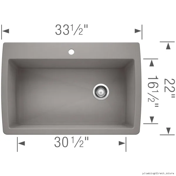 Blanco Metallic Gray Silgranit Drop-In Kitchen Sink - Diamond Super Single