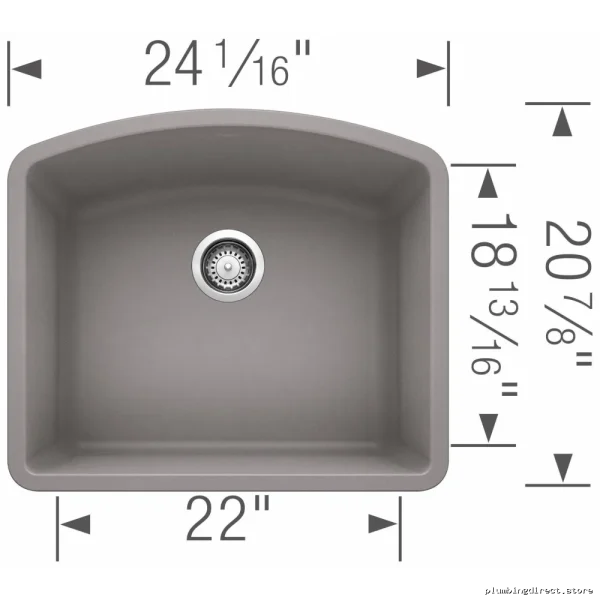 Blanco Metallic Gray Silgranit Undermount Sink - Diamond U 1 Bowl Design 401658 - Image 2