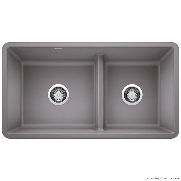 Blanco Metallic Gray Undermount Silgranit Kitchen Sink with Low Divide - Image 2