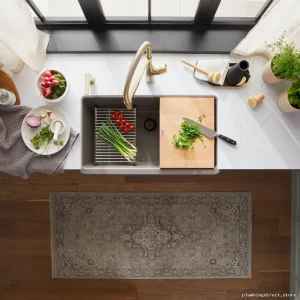 Modern Ikon 33 Apron Front Silgranit Sink in Volcano Gray 402917 Blanco
