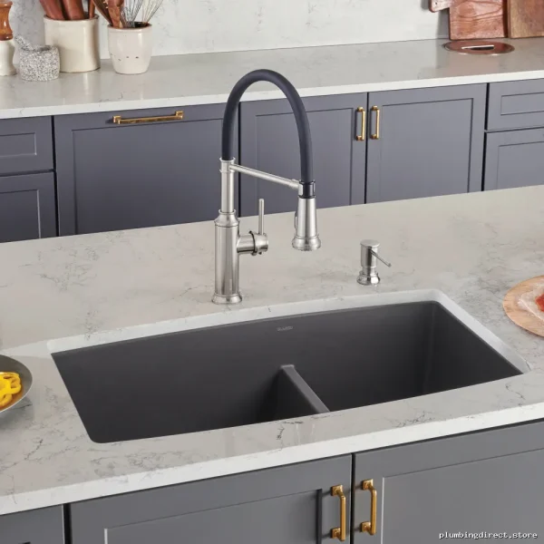 Blanco Performa U 1.75 Bowl Undermount Kitchen Sink in Cinder Silgranit 401418 - Image 2