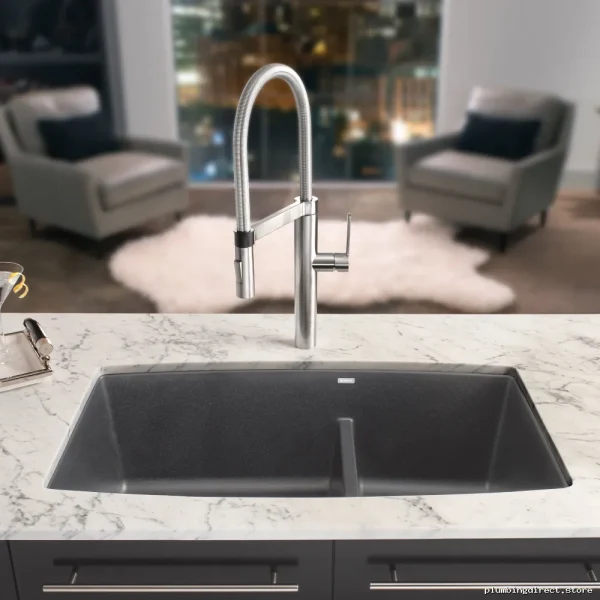 Blanco Performa U 1.75 Bowl Undermount Kitchen Sink in Cinder Silgranit 401418 - Image 3