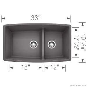 Blanco Performa U 1.75 Bowl Undermount Kitchen Sink in Cinder Silgranit 401418
