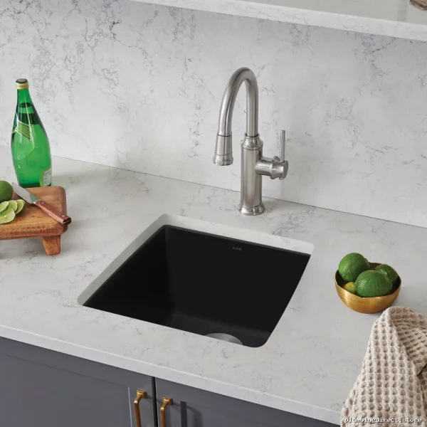Blanco Model #402663 Performa U Durable Single-Bowl Undermount Silgranit Kitchen Bar Sink in Coal Black - Image 2