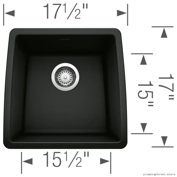 Blanco Model #402663 Performa U Durable Single-Bowl Undermount Silgranit Kitchen Bar Sink in Coal Black - Image 3