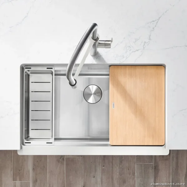Quatrus R15 Ergonomic Single Apron Front Sink - Stainless 402254 Blanco - Image 3