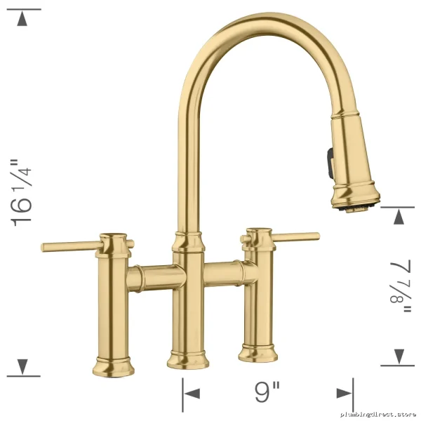 Blanco Satin Gold Pull-Down Kitchen Faucet with Bridge Design 442981 - Image 2
