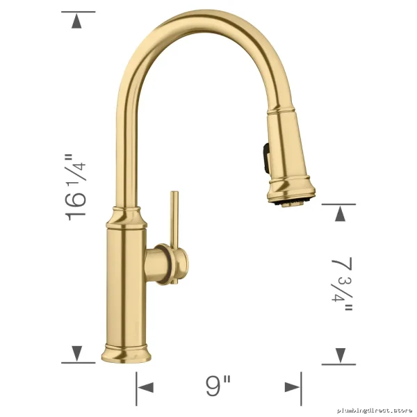 Blanco Satin Gold Pull-Down Kitchen Faucet with Sprayer 442980 - Image 2