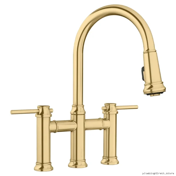 Blanco Satin Gold Pull-Down Kitchen Faucet with Bridge Design 442981 - Image 3