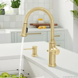 Blanco Satin Gold Pull-Down Kitchen Faucet with Sprayer 442980