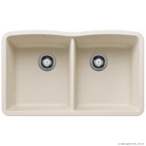 Blanco Soft White Silgranit Double Bowl Undermount Kitchen Sink 402798