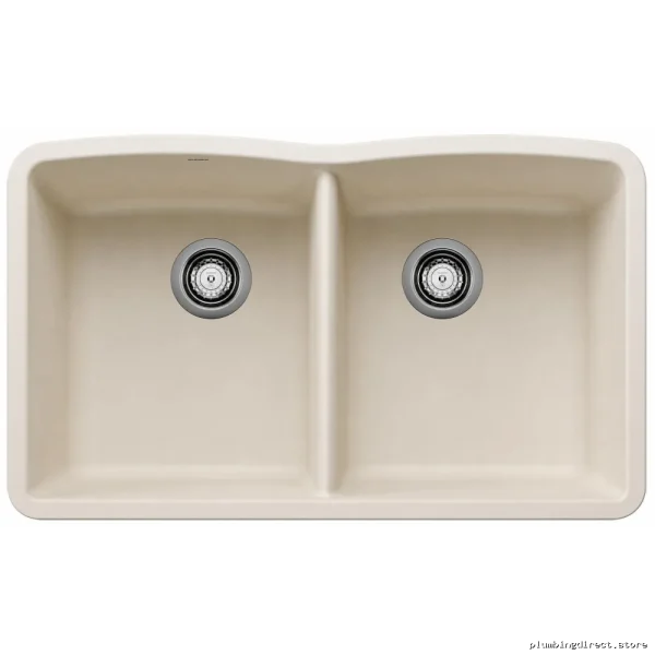 Blanco Soft White Silgranit Double Bowl Undermount Kitchen Sink 402798
