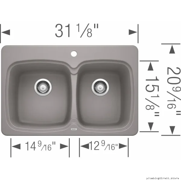 Blanco Metallic Gray Silgranit Drop-In Kitchen Sink 1.75 Bowl Vienna 210 - Image 2