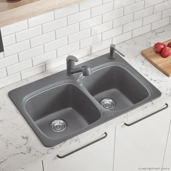 Blanco Metallic Gray Silgranit Drop-In Kitchen Sink 1.75 Bowl Vienna 210 - Image 3
