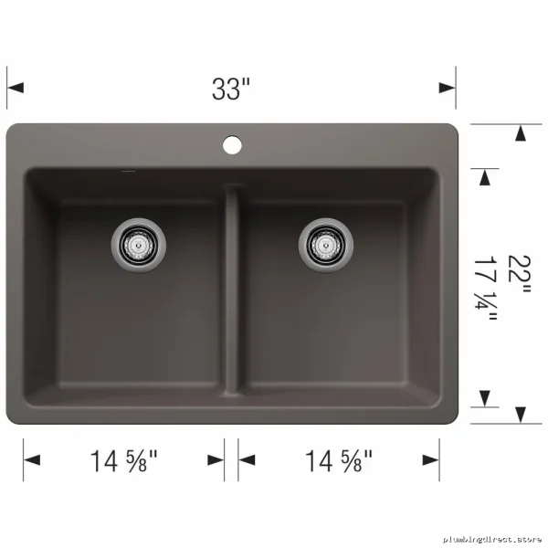 Blanco Silgranit Dual Mount Kitchen Sink 33 Volcano Gray 2 Bowl Low Divide - Image 2