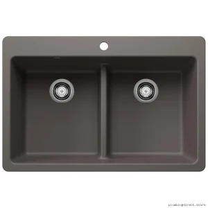 Blanco Silgranit Dual Mount Kitchen Sink 33 Volcano Gray 2 Bowl Low Divide