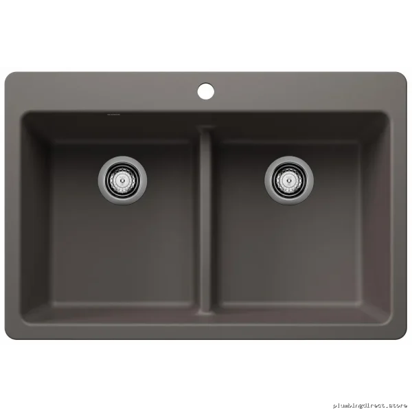 Blanco Silgranit Dual Mount Kitchen Sink 33 Volcano Gray 2 Bowl Low Divide