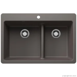 Blanco Silgranit Dual Mount Kitchen Sink in Volcano Gray 33 x 1.75 Bowl
