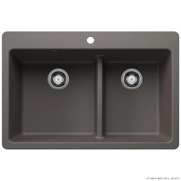 Blanco Silgranit Dual Mount Kitchen Sink in Volcano Gray 33 x 1.75 Bowl