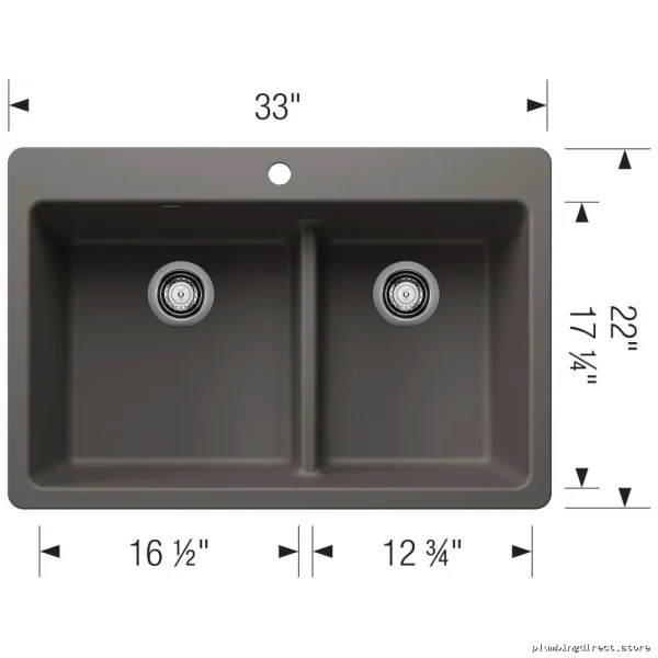 Blanco Silgranit Dual Mount Kitchen Sink in Volcano Gray 33 x 1.75 Bowl - Image 2