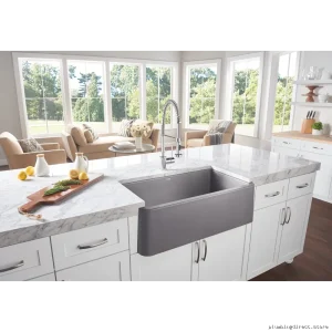 Blanco Metallic Gray Silgranit Ikon 33 Apron Kitchen Sink 401874