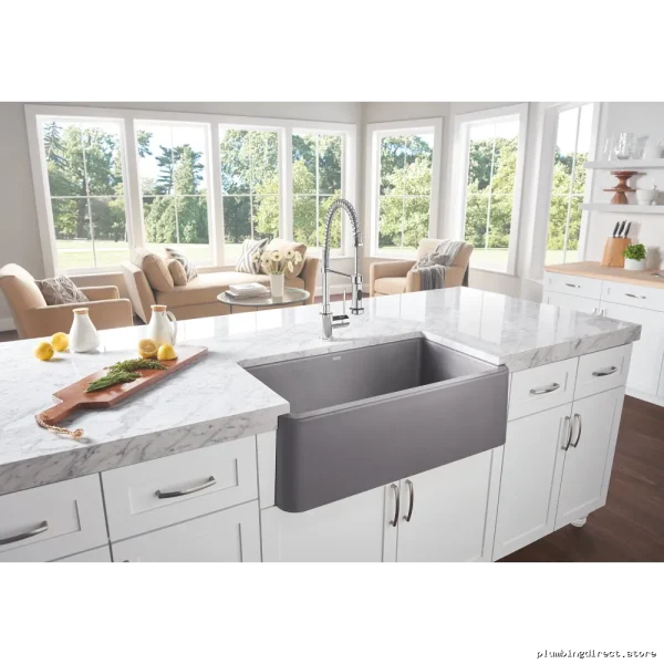 Blanco Metallic Gray Silgranit Ikon 33 Apron Kitchen Sink 401874