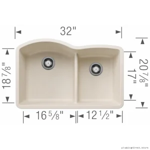 Blanco Soft White Silgranit Kitchen Sink 1.75 Bowl Low Divide Undermount