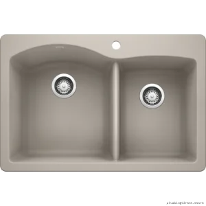 Blanco Model 402277 Diamond Concrete Gray Drop-In Silgranit Sink – Durable 1.75 Bowls