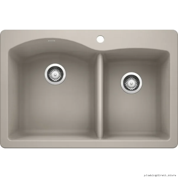 Blanco Model 402277 Diamond Concrete Gray Drop-In Silgranit Sink – Durable 1.75 Bowls