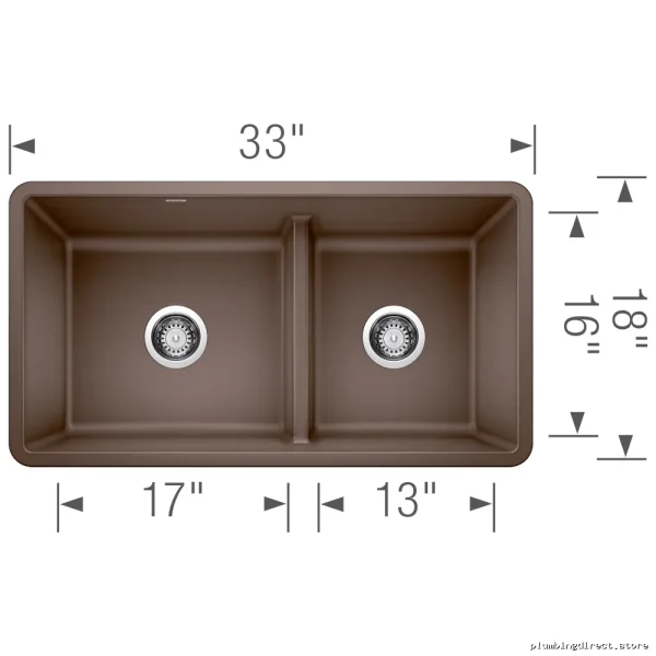 Blanco Silgranit Undermount Kitchen Sink Low Divide Bowl in Cafe Brown - Image 2