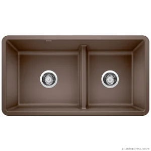 Blanco Silgranit Undermount Kitchen Sink Low Divide Bowl in Cafe Brown