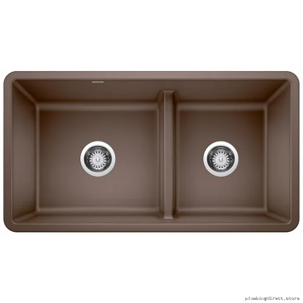 Blanco Silgranit Undermount Kitchen Sink Low Divide Bowl in Cafe Brown