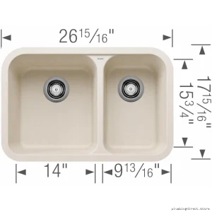 Blanco Soft White Double Bowl Undermount Silgranit Kitchen Sink