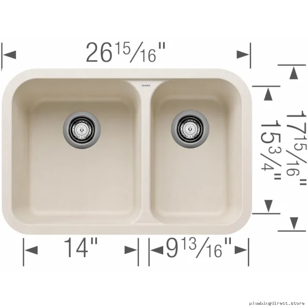 Blanco Soft White Double Bowl Undermount Silgranit Kitchen Sink