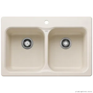 Blanco Soft White Silgranit Double Bowl Drop-In Kitchen Sink 210