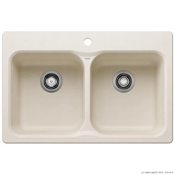 Blanco Soft White Silgranit Double Bowl Drop-In Kitchen Sink 210