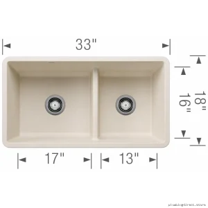 Blanco Soft White Silgranit Undermount Sink - Precis U 1.75 Bowl Low Divide 402876